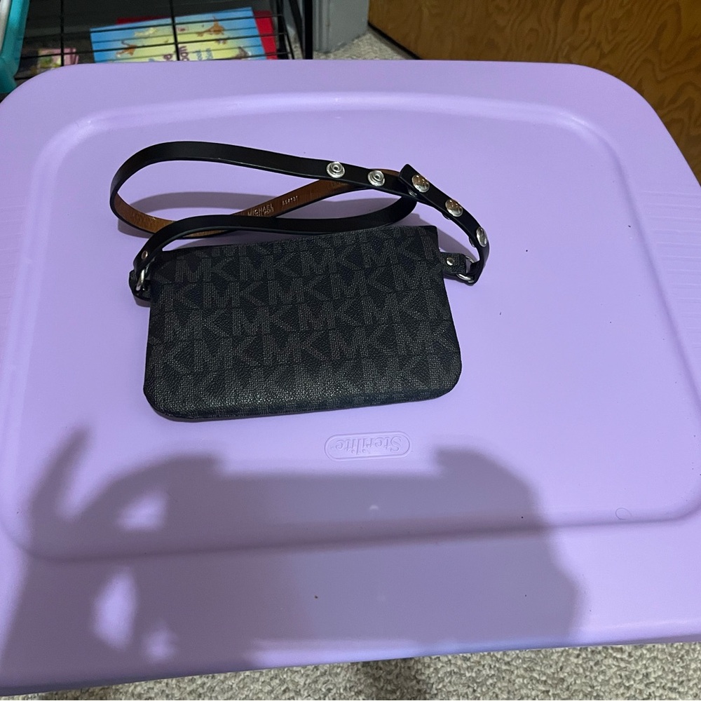 Michael Kors Black and Brown Logo Hip Bag